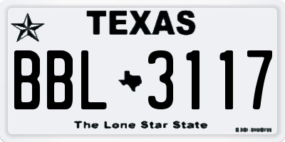 TX license plate BBL3117