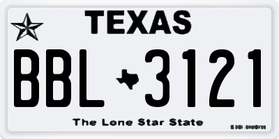 TX license plate BBL3121