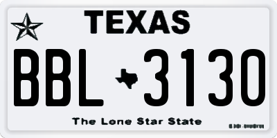 TX license plate BBL3130