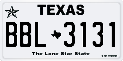 TX license plate BBL3131