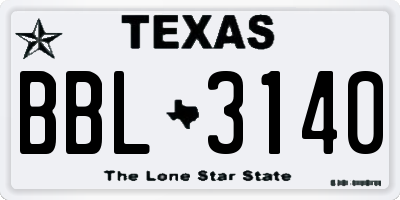 TX license plate BBL3140
