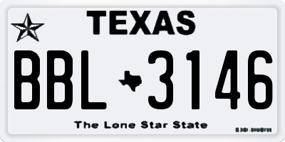 TX license plate BBL3146
