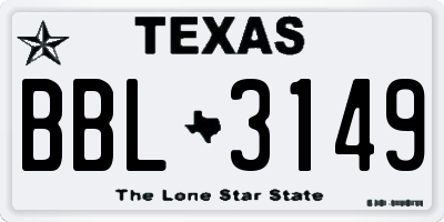 TX license plate BBL3149