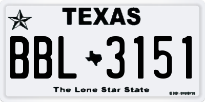 TX license plate BBL3151