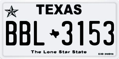 TX license plate BBL3153