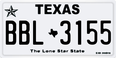 TX license plate BBL3155