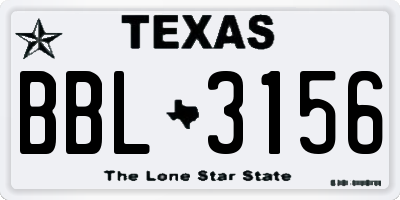 TX license plate BBL3156