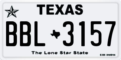 TX license plate BBL3157