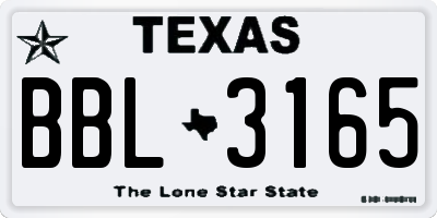 TX license plate BBL3165