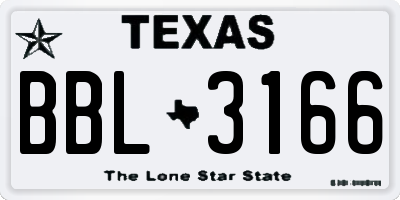 TX license plate BBL3166