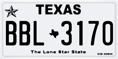 TX license plate BBL3170