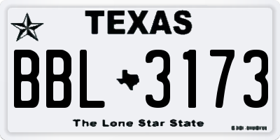 TX license plate BBL3173