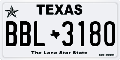 TX license plate BBL3180
