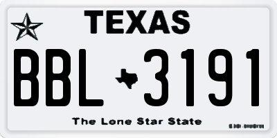 TX license plate BBL3191
