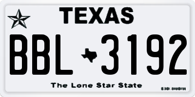 TX license plate BBL3192