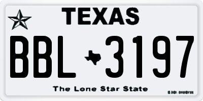 TX license plate BBL3197