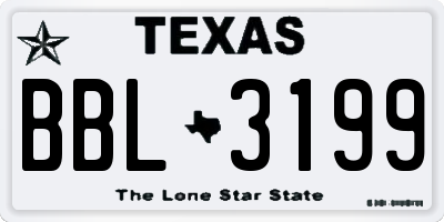 TX license plate BBL3199