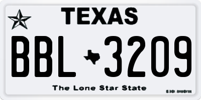 TX license plate BBL3209