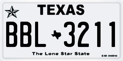 TX license plate BBL3211