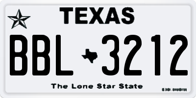 TX license plate BBL3212