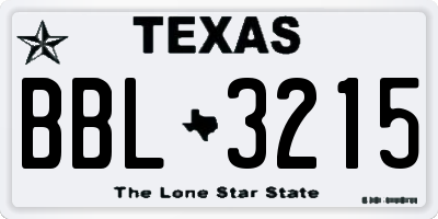 TX license plate BBL3215