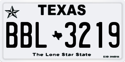 TX license plate BBL3219