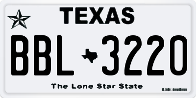 TX license plate BBL3220