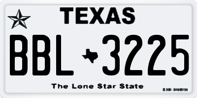 TX license plate BBL3225