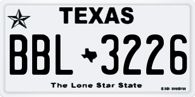 TX license plate BBL3226