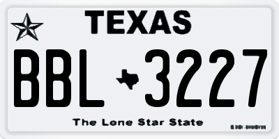 TX license plate BBL3227
