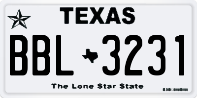TX license plate BBL3231