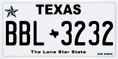 TX license plate BBL3232