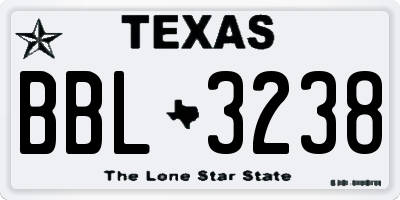 TX license plate BBL3238