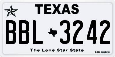 TX license plate BBL3242