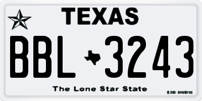 TX license plate BBL3243