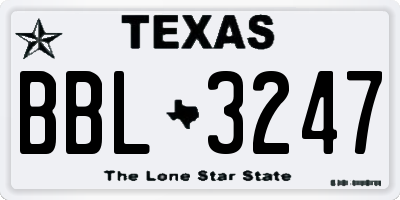 TX license plate BBL3247