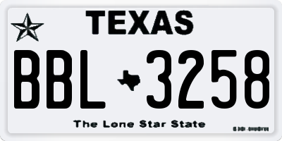 TX license plate BBL3258