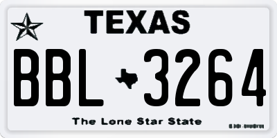 TX license plate BBL3264