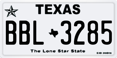 TX license plate BBL3285