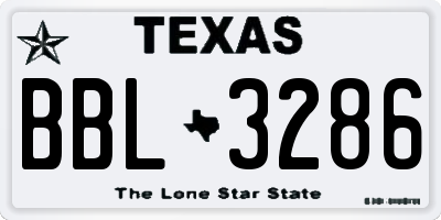 TX license plate BBL3286
