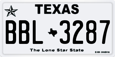 TX license plate BBL3287