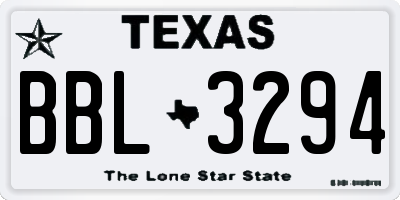 TX license plate BBL3294