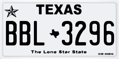 TX license plate BBL3296