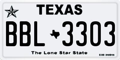 TX license plate BBL3303