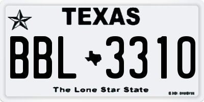 TX license plate BBL3310