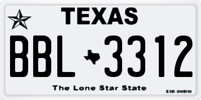 TX license plate BBL3312