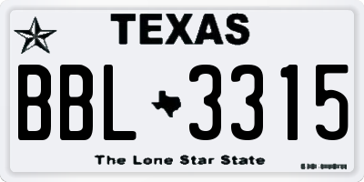 TX license plate BBL3315