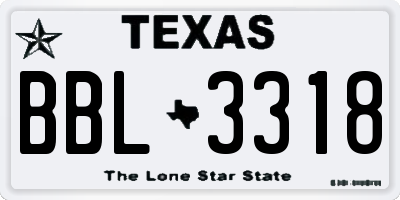 TX license plate BBL3318