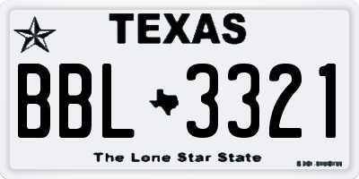 TX license plate BBL3321