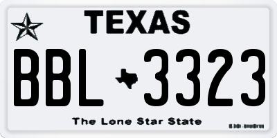 TX license plate BBL3323